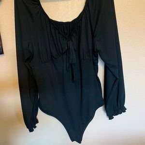 Long sleeve black body suite
